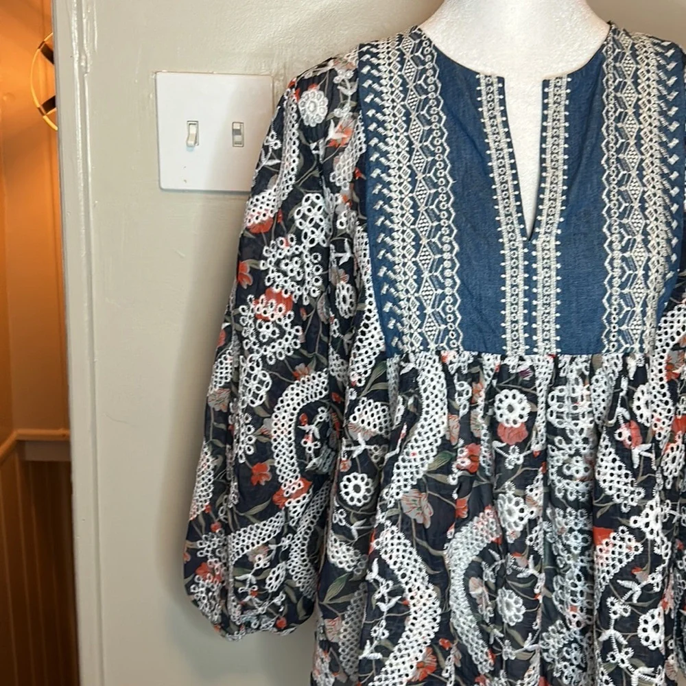 Sachin + Babi x Anthropologie Kalena Embroidered Eyelet Blouse New Size XS - Picture 7 of 13